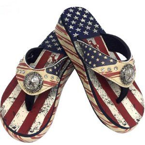 American Flag Patroitic Montana West Flip Flops
